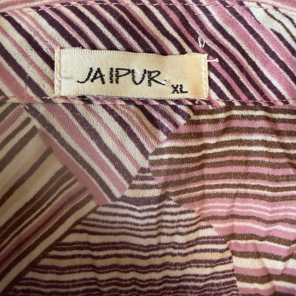 Jaipur Y2K ButtonUp Satin Fairy Crinkle Blouse Top Lace Pink Women XL VTG Whimsy - Picture 3 of 8